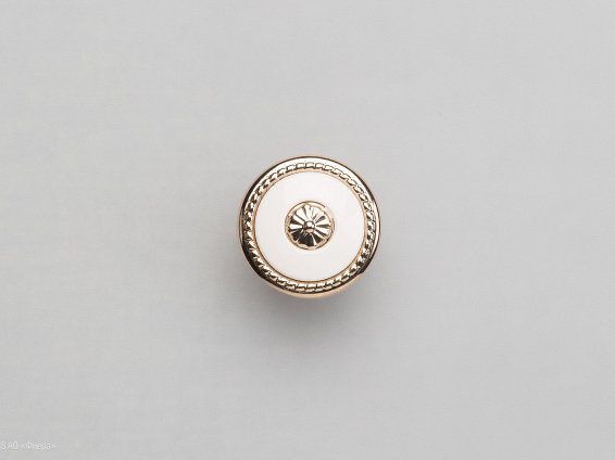 FB027 мебельная ручка-кнопка золото с белой вставкой